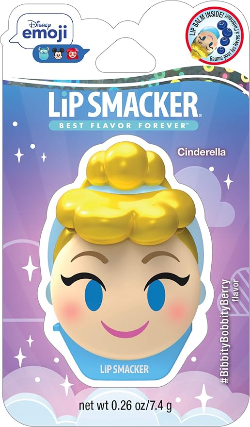 Lip Smacker Disney Cinderella Emoji Lip Balm Flavored, Bibbity Bobbity Berry, Clear, For Kids-Velvo Beauty