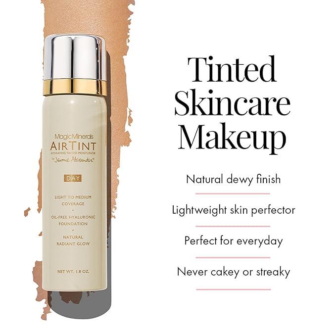 Jerome Alexander MagicMinerals AirTint Tinted Moisturizer AirBrush Spray Light | Tinted Moisturizer Spray with Anti-Aging Ingredients | Light Medium |2PC-Velvo Beauty