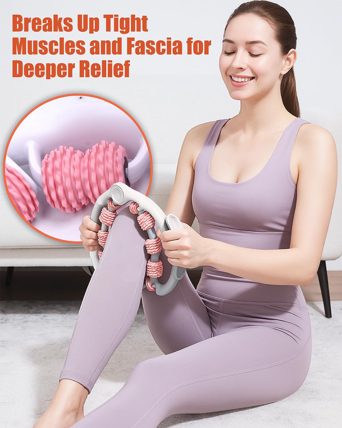 Cellulite Massage Roller - Anti-Cellulite Massager with Detachable Roller Handles for Thighs, Legs & Buttocks - Fascia Massage Tool for Lymphatic Drainage & Deep Tissue Therapy (Pink)-Velvo Beauty