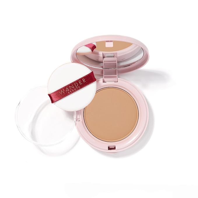 Wander Beauty Wanderlust Powder Foundation - Tan - Blurs and Evens Skin Tone - Perfects and Hydrates With Hyaluronic Acid, Aloe, Honeysuckle, & Vitamin E - Lightweight, Buildable Coverage - 0.31 oz-Velvo Beauty