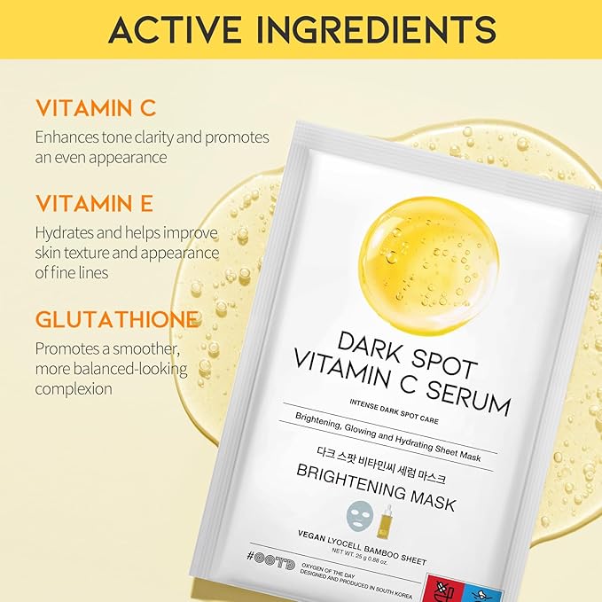 #OOTD Vitamin C Revitalizing Hydrating Sheet Mask (10pcs) - Face Mask Korean Skincare Facial Sheet Masks for Even-Looking Skin Tone & Radiance-Velvo Beauty