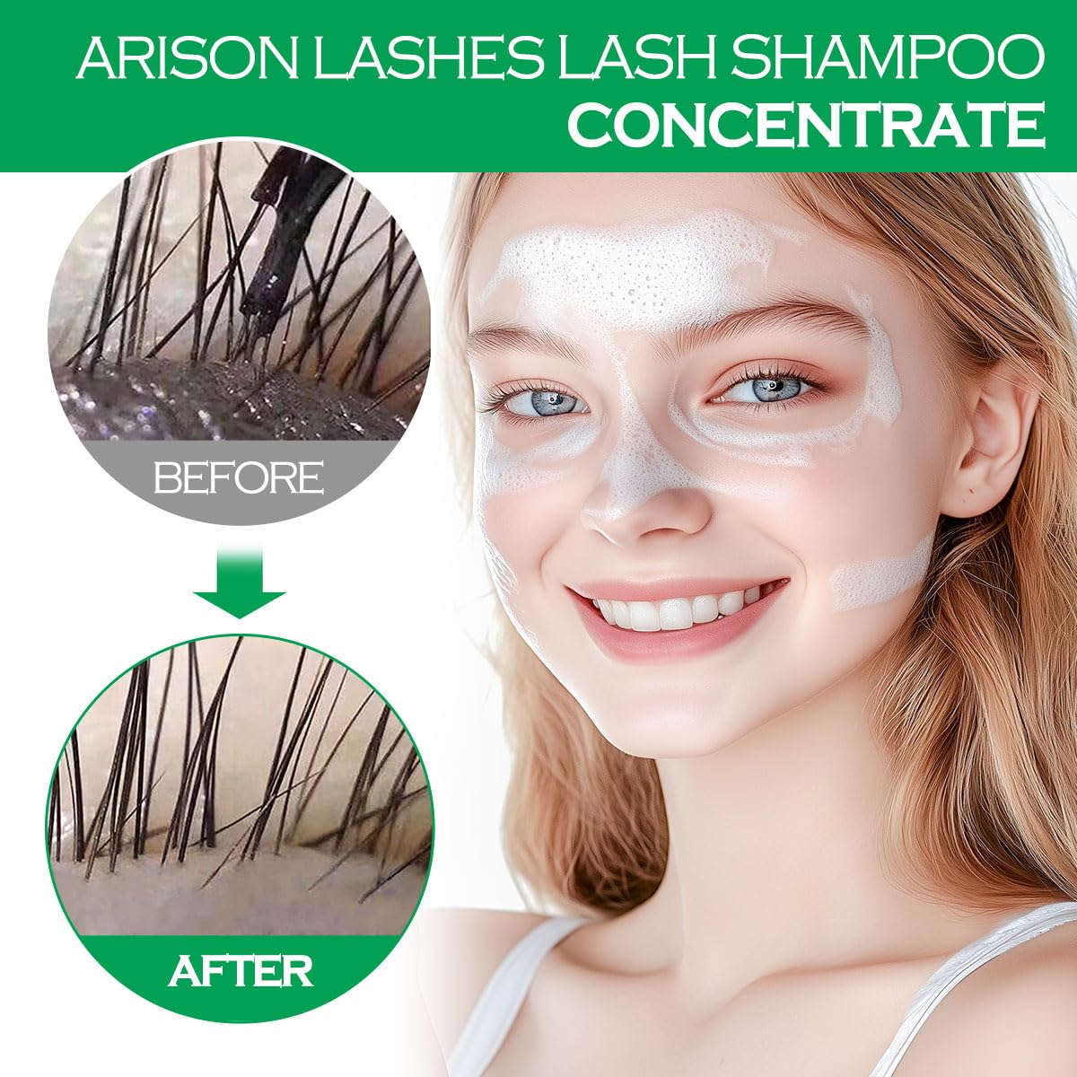ARISON LASHES Lash Shampoo Concentrate for Lash Extensions 100ML Eyelash Cleanser Concentrate Oil-Free Eyelash Extension Shampoo with Salon Home Care(Aloe Vera)-Velvo Beauty