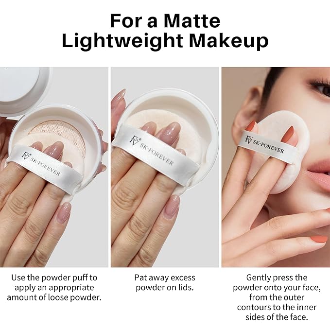 FV Baking Powder, Lightweight Loose Smooth Nature Setting Powder Highlighter Poreless Longwearing Matte Waterproof Oil Absorb Makeup Powder for Setting with No Flashback 0.35oz(10g)-Velvo Beauty
