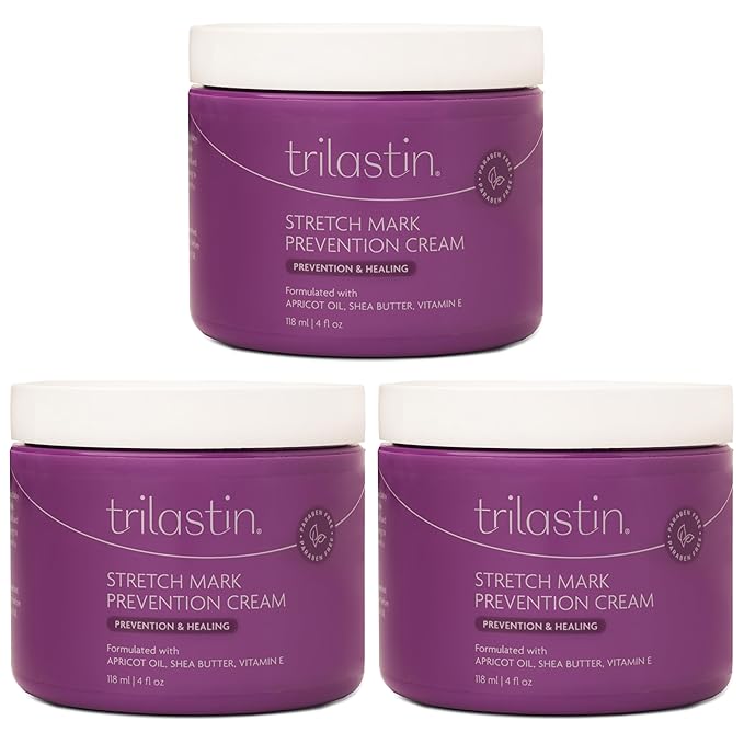 TriLASTIN Maternity Stretch Mark Cream for Pregnancy - 4 Oz (3-Pack) - Hypoallergenic & Paraben-Free Silicone Scar Cream & Shea Butter - Pregnancy Must Haves-Velvo Beauty