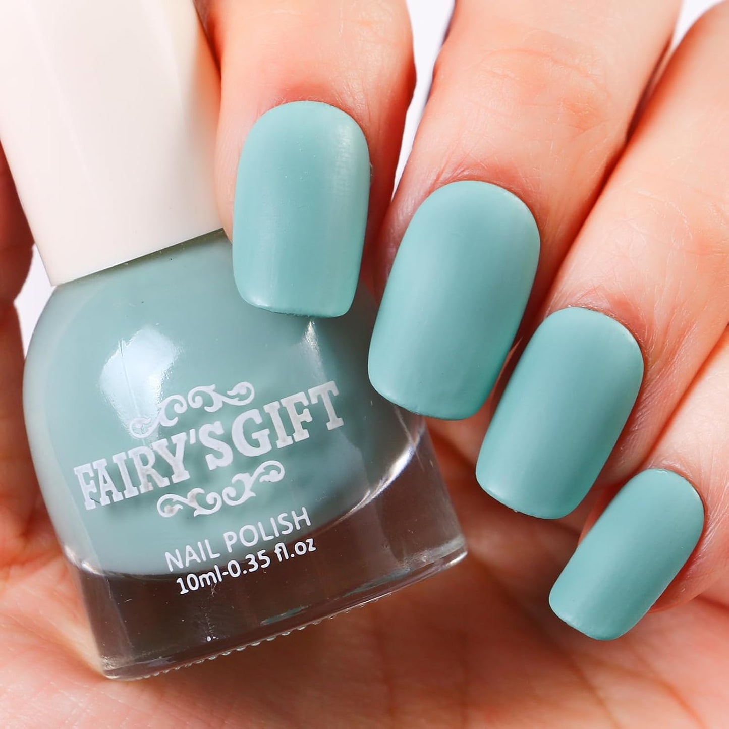 Matte Nail Polish Air Dry Nail Lacquer for Nail Art Varnish, Mist Effect Matte Finish Velvet Nail Polish, 0.35 fl oz (Cyan-14, 10 ML)-Velvo Beauty