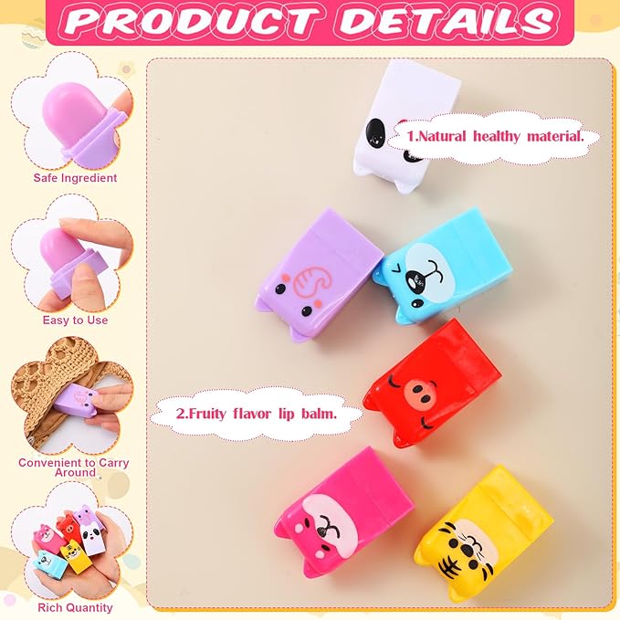 30 Sets Wild Animal Birthday Lip Balm Gifts Bulk Baby Shower Prizes Gift Girl Birthday Lip Balm Jungle Animal Party Favors for Preschool Toddler Boy Girl Classroom Prizes Classroom Prizes-Velvo Beauty