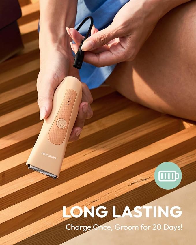 LADYSPOT™ Finishing Trimmers, Electric Shaver for Women, Hair Trimmer for Womens, Shaving & Grooming Sets Kit with 3 Guard and Replaceable Ceramic Blade Heads, Waterproof Wet/Dry(Orange)-Velvo Beauty