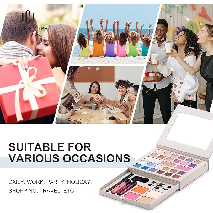 Color Nymph Makeup Kit for Women Full Kit Makeup Gift Set All in One Makeup Kit with 24 Colors of Eyeshadow, Makeup Brushes, Lip Glosses, Eyeliner Pencil, Mirror-Velvo Beauty