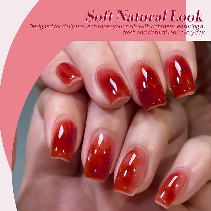 Born Pretty Jelly Burgundy Gel Nail Polish Ruby Red Glitter Cat Magnetic Eye Gel Nail Polish Fall Winter Blood Cherry Wine Red Gel Polish Glitter Soak Off Nail Art Salon Manicure Home Gift 7ml 6pcs-Velvo Beauty