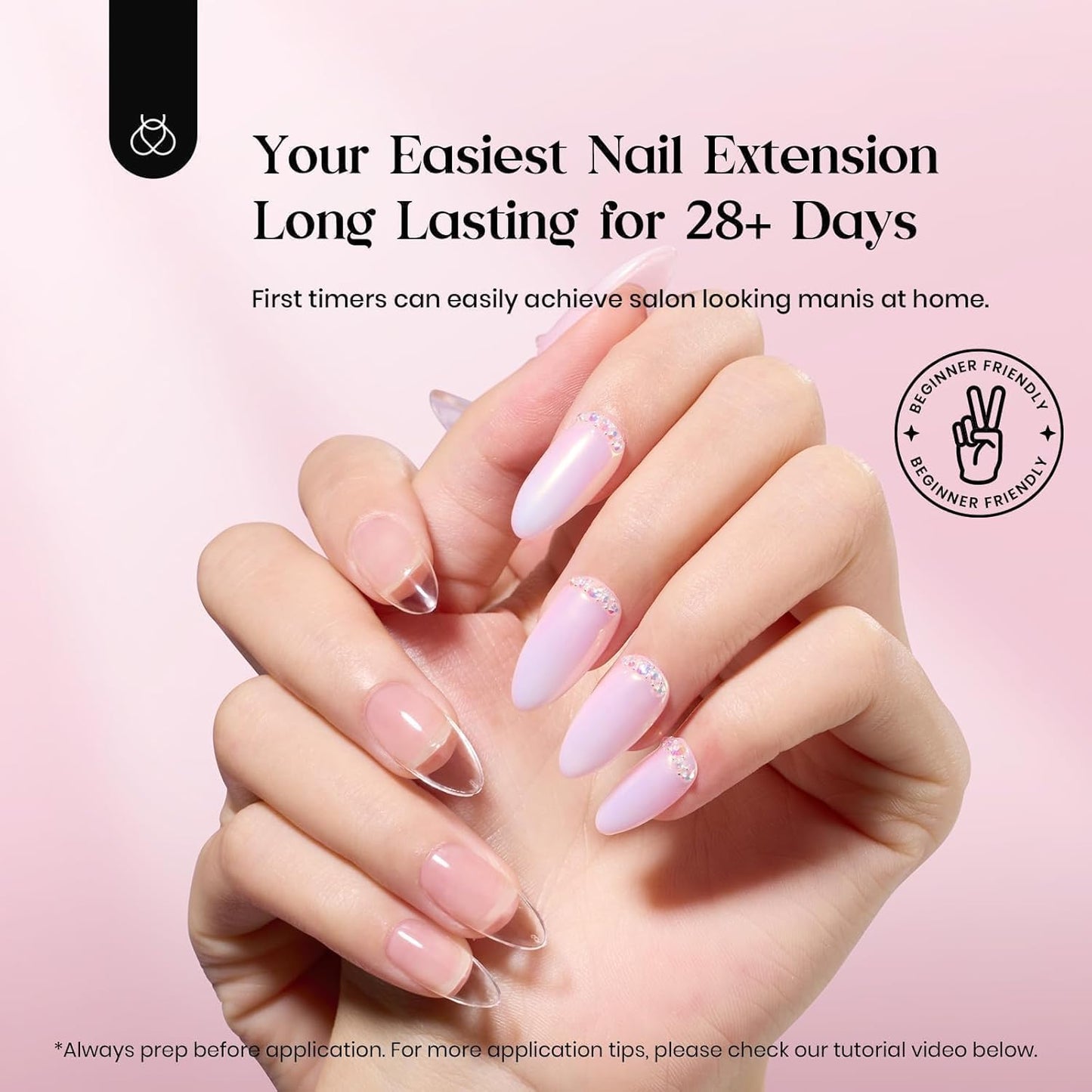 Beetles Gel Nail Kit Clear, Almond Medium, 600pcs 15 Sizes, with Pink Color Gel Top Coat 9 in 1 Glue Mini Nail Lamp, Fall Nails, Full Cover Easy Nail Extension Set for Home DIY Salon Gift for Women-Velvo Beauty