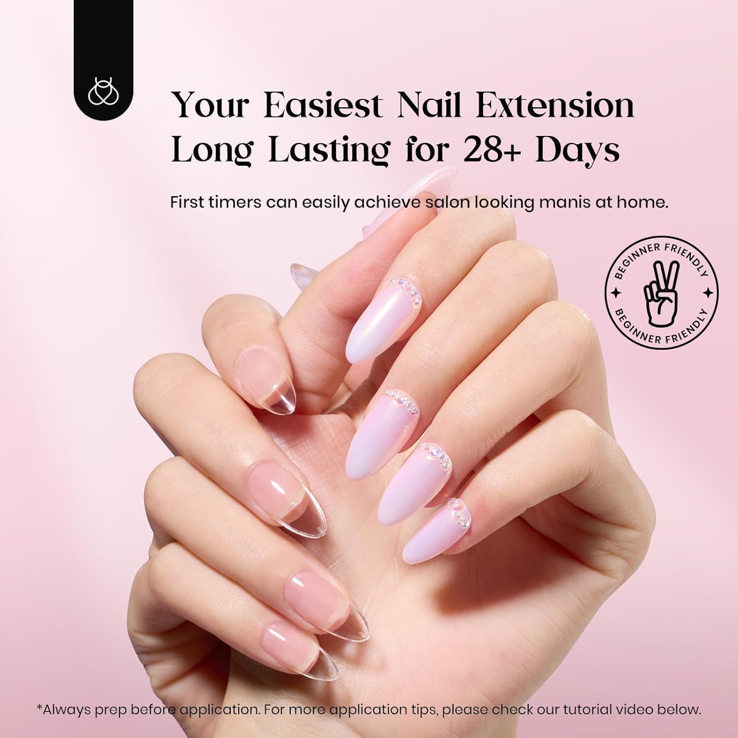 Beetles Gel Nail Kit Clear, Almond Medium, 600pcs 15 Sizes, with Pink Color Gel Top Coat 9 in 1 Glue Mini Nail Lamp, Fall Nails, Full Cover Easy Nail Extension Set for Home DIY Salon Gift for Women-Velvo Beauty