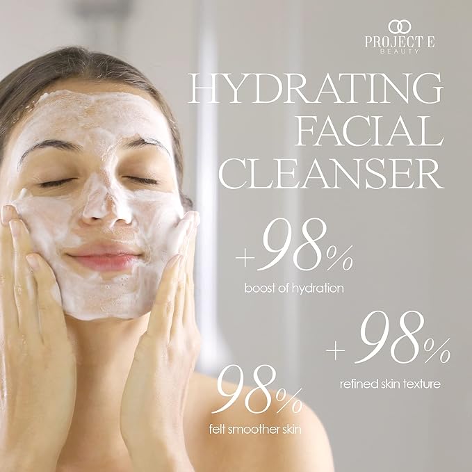 Project E Beauty Hydrating Facial Cleanser Gentle Cleansing | Removes Dirt, Oil & Makeup | Moisturizes & Hydrates | Brightens Complexion | Non-Foaming Formula | For All Skin Types | 125g-Velvo Beauty