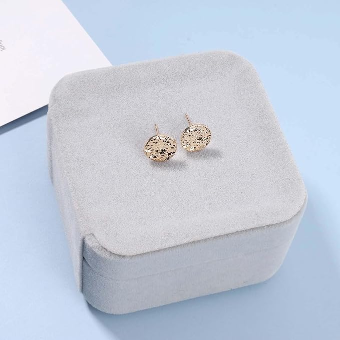 Boho Disc Coin Studs Earrings Gold Hammered Coin Earrings Tiny Circle Earrings Studs Minimalist Geometric Earrings for Women and Girls Gifts-Velvo Beauty
