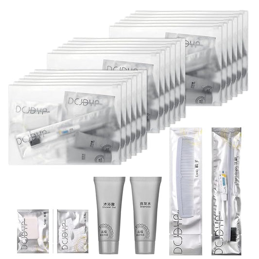 Hygiene Kit, Hygiene Kit Bulk, Travel Hygiene Kit With Toothbrush, Toothpaste, Comb, Shampoo, Shower Gel, Shower Cap And Soap, Individually Packed, Suitable For Hotel, Home, Travel (50 sets)-Velvo Beauty