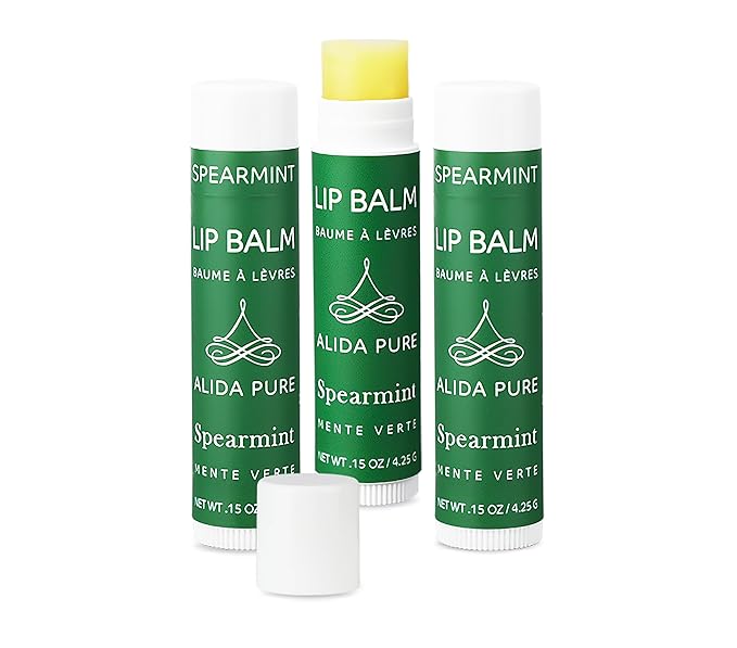 Spearmint Lip Balm Collection, Vegan Lip Balm Set, Beeswax Free, with Avocado Oil, Organic Jojoba Oil, and Vitamin E, Natural Moisturizer for Dry, Chapped Lips, 3 Tube Set-Velvo Beauty