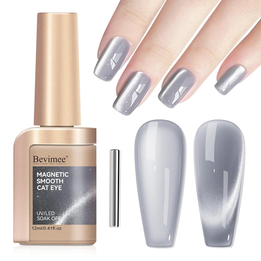 Cat Eye Gel Nail Polish Moonlight Magnetic Nail Polish Silver Glitter Mirror Glass Smoothie Cateye UV Gel Polish Holographic for Nail Art Manicure DIY at Home 1PC 12ML-Velvo Beauty
