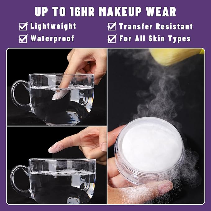 UCANBEMAKUP Long Lasting Makeup Setting Spray Kit- 6.76 Fl oz Hydrating Matte Finish Mist Lightweight Face Make up Fixer +Translucent Loose Setting Powder+2PC Sponge Puff Set-Velvo Beauty
