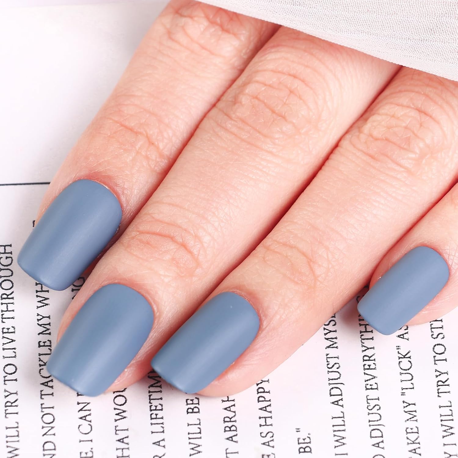 Matte Nail Polish Air Dry Nail Lacquer for Nail Art Varnish, Mist Effect Matte Finish Velvet Nail Polish, 0.35 fl oz (Grey-blue-23, 10 ML)-Velvo Beauty