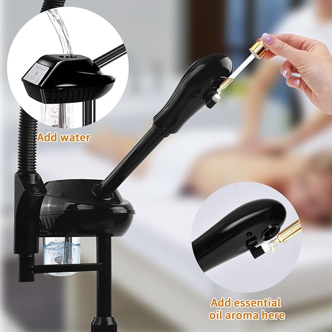 Facial Steamer for Ozone Humidifier Atomizer Attach 5× Magnifier and Light, Professional Face Steamer Clean Skin Firming Pores and Moisturizing Suitable for a Beauty, Spa, at Home-Velvo Beauty