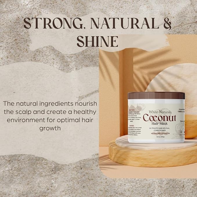 Organic Coconut Hair Mask for Hair Growth and Volume, Moisturizing and Deep Conditioning Mask For Dry Damaged Hair, Hair Tchicking Treatment Cream Mask, Fights Breakages and Split Ends-Velvo Beauty