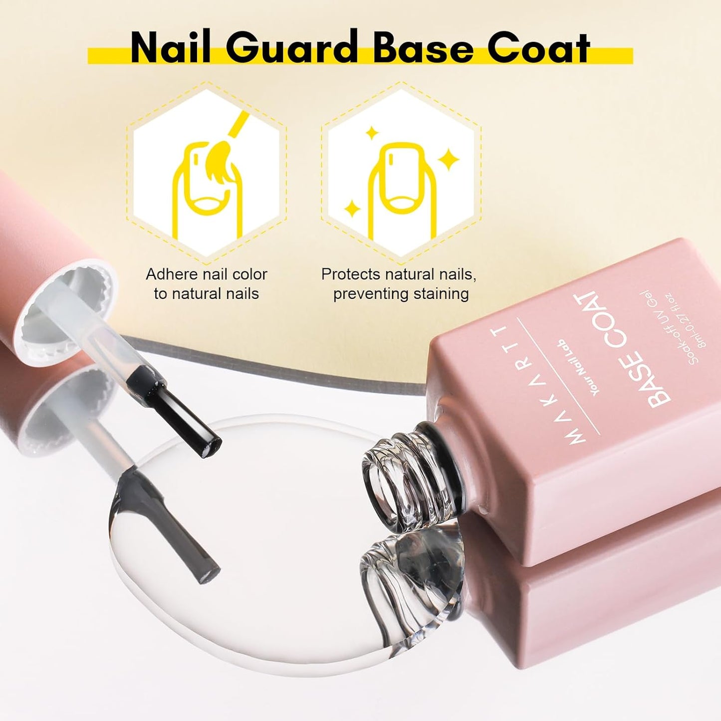 Makartt Gel Top Coat and Base Coat Kit: Clear Gloss Shiny No Wipe Stain Resistant General Top Coat Nail Polish UV and Primer for Acrylic Nails Dip Powder Gel Nail Polish Beauty Gift-Velvo Beauty