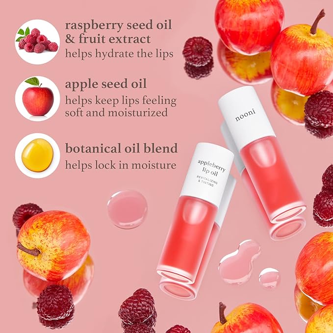 NOONI Best Lip Duo | Applebutter Lip Mask and Appleberry Lip Oil Value Set | with Shea Butter, Apple Seed Oil and Vitamins, Overnight Lip Mask, Hydrating Lip Balm, Korean Lip Butter, Moisturizing-Velvo Beauty