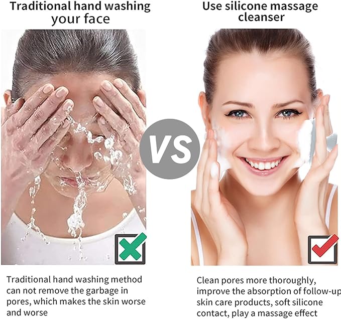 VWMYQ Silicone Face Scrubber for Men Facial Cleansing Brush Silicone Face Wash Brush Manual Waterproof Cleansing Skin Care Face Brushes for Cleansing and Exfoliating (White)-Velvo Beauty