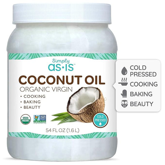 Simply as-is | Cold-Pressed & ﻿Organic Virgin | Unrefined | Coconut Flavor for Cooking & Baking | Deep Moisturizer for Beauty | 54 fl oz-Velvo Beauty