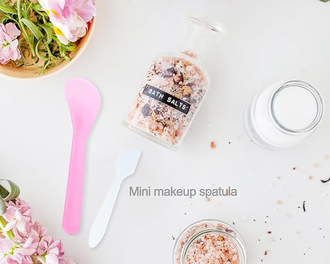 100 Pack 3.2 Inch Cosmetic Spatulas/Small Plastic Spatula for Cosmetics, Creams, Crafts/Makeup Spatula/Multipurpose Mini Applicator for Mixing Cream, Skincare, or Scraping Jars/Random Color-Velvo Beauty