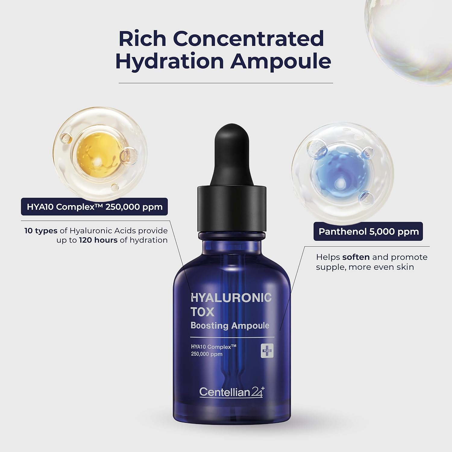 CENTELLIAN 24 Hyaluronic Tox Boosting Ampoule - Deep Moisturization & Hydration with Hyaluronic Acid 250,000 ppm & Panthenol (1.01 fl oz) by Dongkook Pharmaceutical-Velvo Beauty