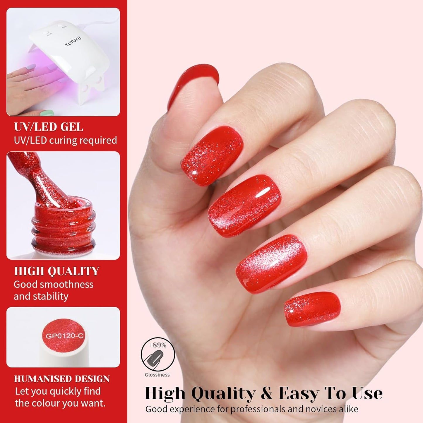 Red Cat Eye Gel Nail Polish - Perfect for DIY at Home & Ideal Gift for Nail Art Lovers!-Velvo Beauty