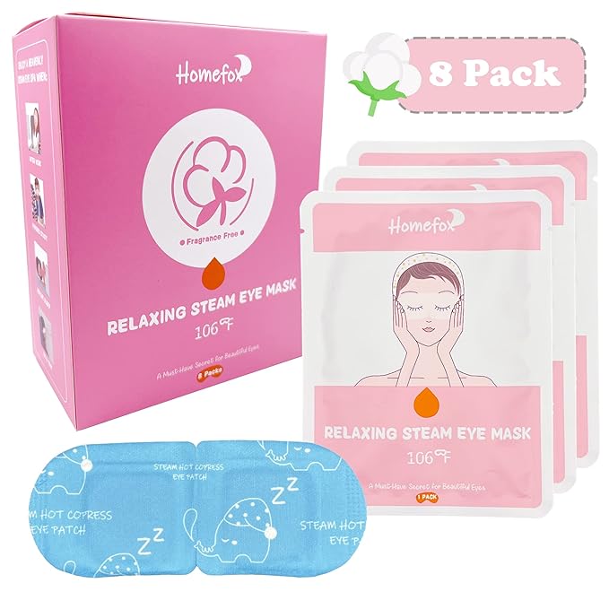 Disposable Steam Eye Mask for Dry Eye Care - 8 Pack Heating Eye Mask for Dark Circles and Puffiness Relief Soothing Warm Eyes Masks Pads, Fragrance Free-Velvo Beauty