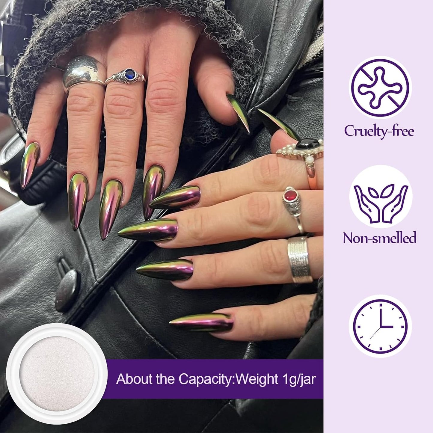 Artdone 16 Colors Chrome Nail Powder, Iridescent Aurora Chameleon Powder Metallic Mirror Effect Pigment Pearlescent Mermaid Pigment Pearl Glitter Dust Kit, Nail Art Decoration, Resin Craft-Velvo Beauty