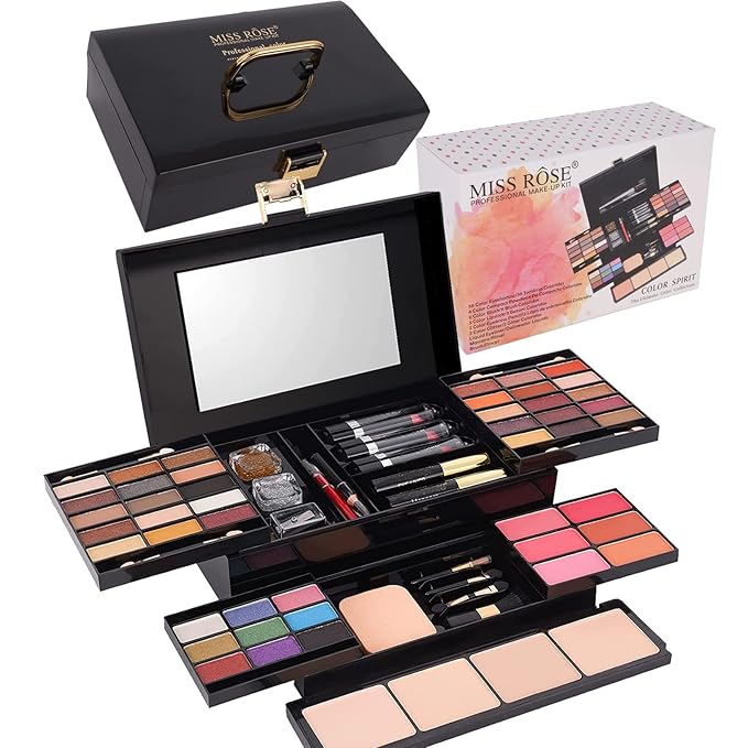 58 colors Professional All In One Makeup Full Kit for Women Girls Beginner, Makeup Gift Set with Eye Shadow Blush, Lipstick, Compact Powder, Mascara, Eyeliner, Lip Liner, Eyebrow Pencil, Glitter(331N)-Velvo Beauty