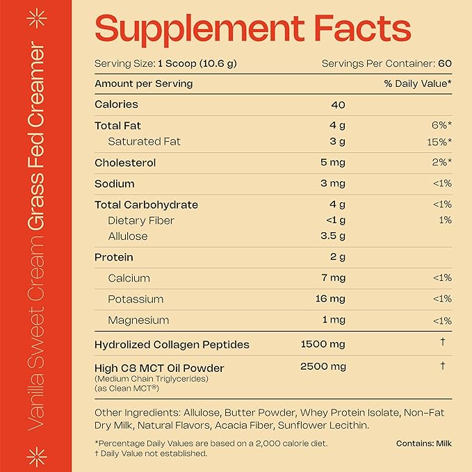 LevelUp Creamer, with Energizing MCT Oil and Collagen Peptides, Keto Coffee Creamer, Supports Natural Energy & Ketone Production - Vanilla Sweet Cream, 22.5 oz-Velvo Beauty