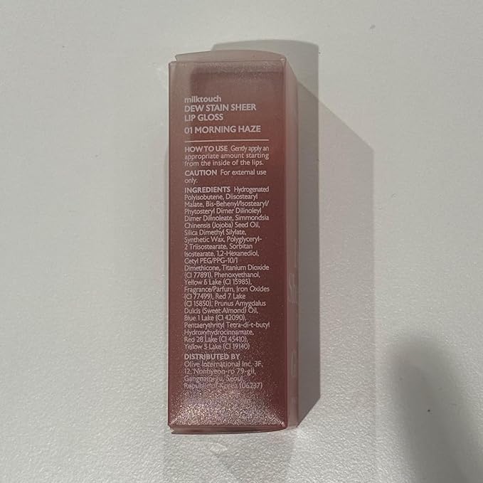 MILKTOUCH Dew Stain Sheer Lip Gloss (01 Morning Haze, 0.14 Fl Oz (Pack of 1))-Velvo Beauty