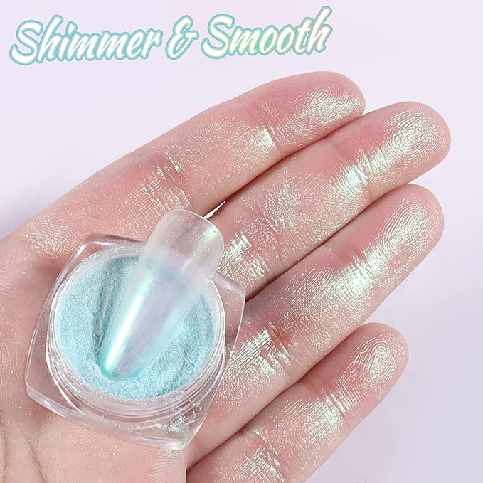 Laza Mermaid Pearl Chrome Nail Powder, 8 Colors Metallic Mirror Effect Pigment, Iridescent Aurora Nail Glitter Dust Kit for Gel Nail Art Decoration, Resin Craft, Gifts - Sweet Candy-Velvo Beauty