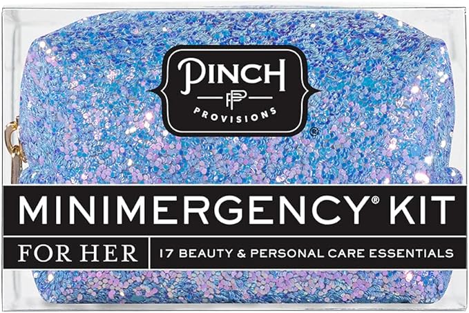 Pinch Provisions Blue Periwinkle Minimergency Kit, includes 17 Travel-Sized Cosmetic Essentials, Convenient for Purses, Emergency Beauty Accessories, Gifts for Holiday’s & Birthday’s-Velvo Beauty