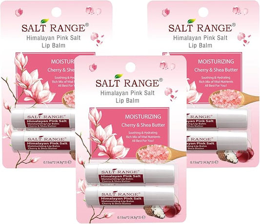 Natural Solution Lip Balm, Formulated with Cherry & Organic Shea Butter, Moisturizing Lip Care Multipack, Hydrating Moisturizer for Dry Lips, Organic Chapstick- 3 Count,6 Pieces-Velvo Beauty