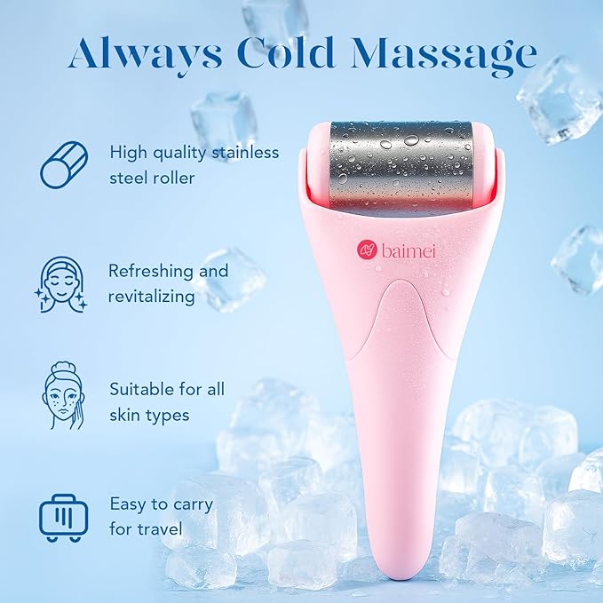 BAIMEI Stainless Steel Ice Roller for Face & Gua Sha Facial Tools, Soothes Puffiness, Relieves Pain, Self - Care Gift for Women-Velvo Beauty