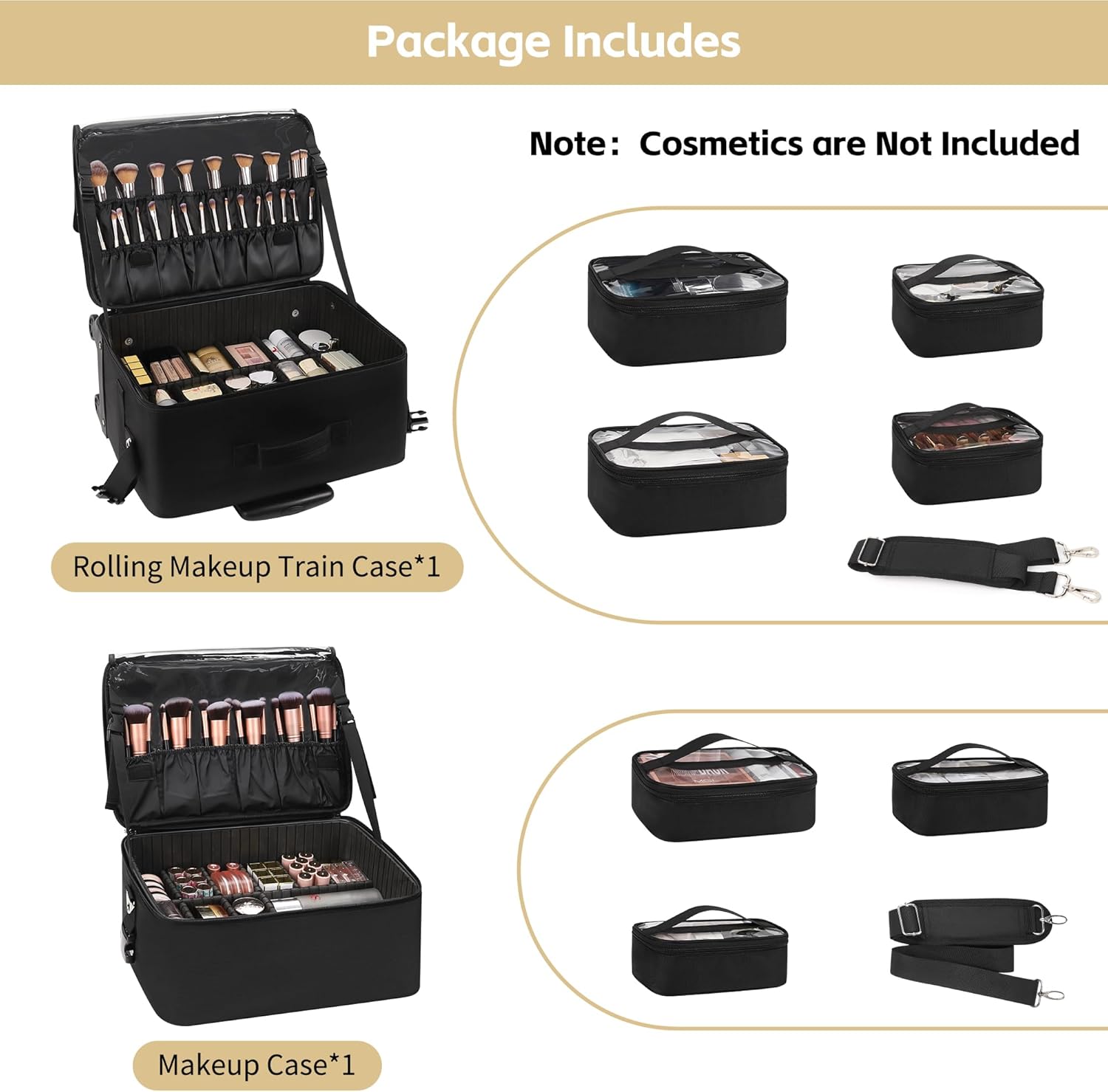 Rolling Makeup Bag Professional Makeup Artist Bags 2 in 1 Cosmetics Case Extra Large Trolley Travel Case with 360° Swivel Wheels and Adjustable Dividers-Velvo Beauty