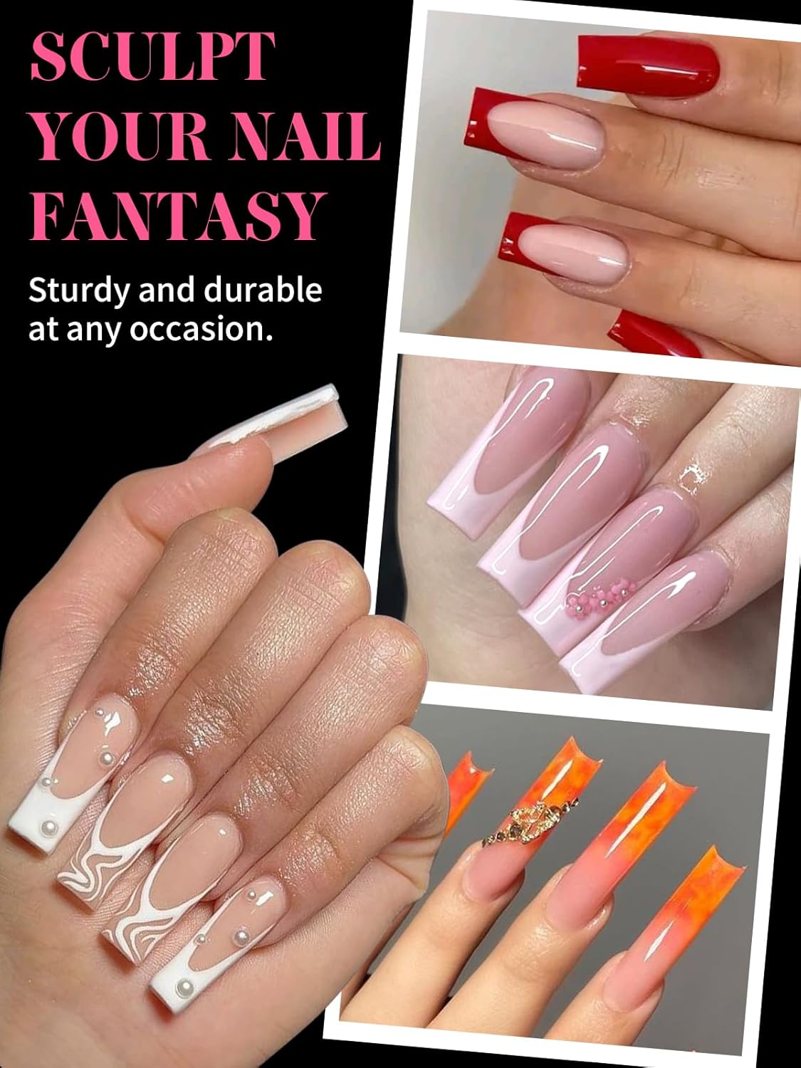 EBANKU 288Pcs Matte Dual Nail Forms, Clear Poly Gel Nail Molds Square Full Cover Coffin Nail Tips Extension Forms for Gel Manicure Nail Art Design Salon&DIY-12 Sizes-Velvo Beauty