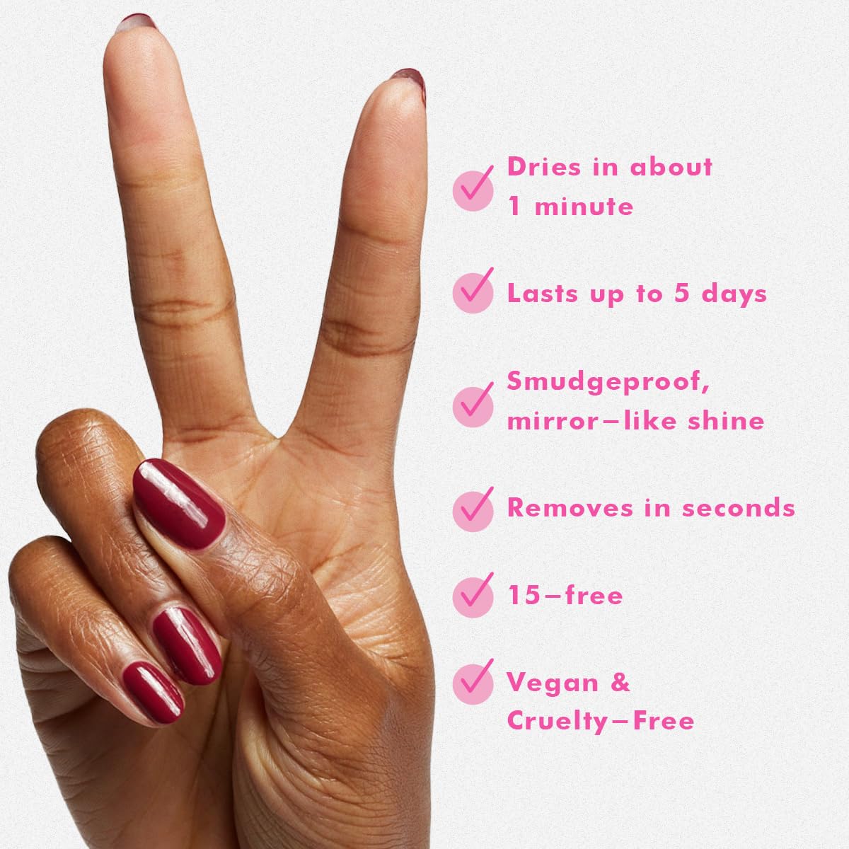 Olive & June Quick Dry Nail Polish | Instant, Fast-Drying, Smudgeproof Color | 15-free, Vegan, Cruelty-Free Formula | Lasts up to 5 Days | Salon-Quality Manicure Pedicure at Home | Cabernet | Wine Red-Velvo Beauty