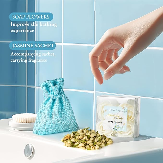 Mother's Day Gift for Mom Spa Gift Baskets for Women, Gardenia Tulip Home Spa Kit with Cosmetic Bag gift woman. Bath & Body Basket Set 8Pcs Bath and Body Gifts Set, Luxury Gift Basket-Velvo Beauty