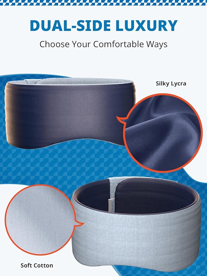 Sleep Mask, Eye Mask for Sleeping, Upgrade Ultra-Soft Blackout Eye Cover for Women Men, Wider Adjustable Strap for Side Sleeper, Travel, Nap, Yoga, Relief Eye, Navy Blue-Velvo Beauty