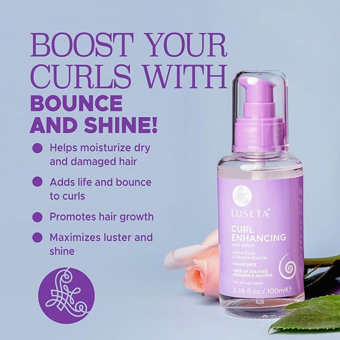 Luseta Curl Enhancing Hair Oil Define Curl & Restore Bounce Anti-frizzing and Smoothing for Curly Hair Type 3.38oz-Velvo Beauty