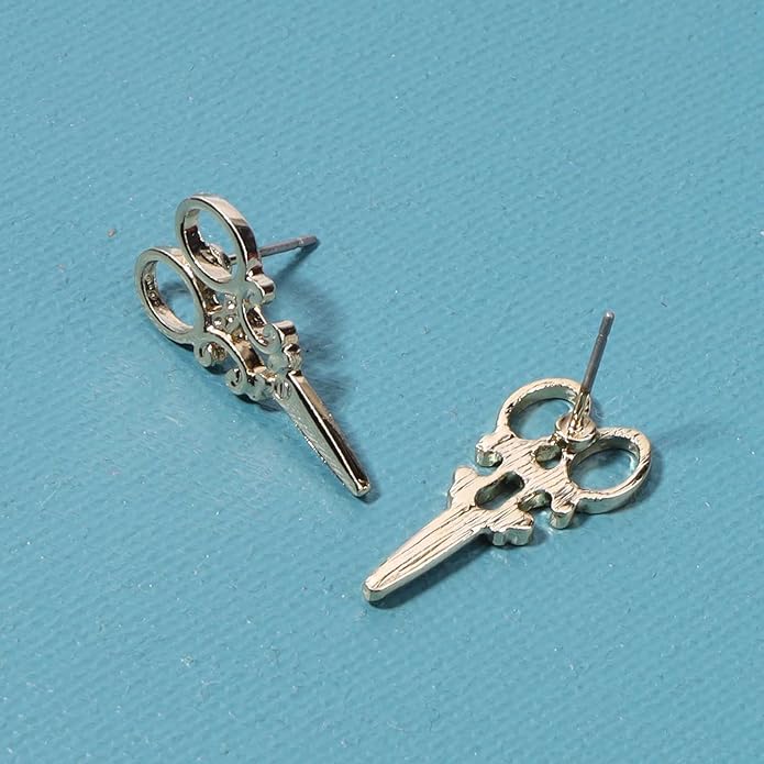 Punk Scissors Stud Earrings Gold Barber Earrings Minimalist Petite Earrings Personalized Earrings for Women and Girls Hair Stylist Gifts-Velvo Beauty