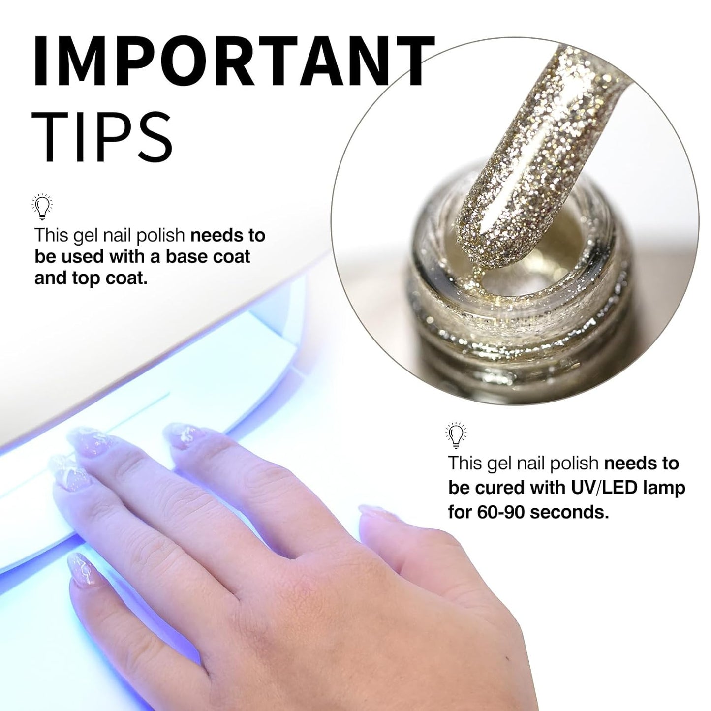 CANNI Champagne Gold Glitter Gel Polish – 9ML Sparkly Soak-Off UV/LED Gel Nail Polish, Shiny Metallic Finish for French Manicure, DIY or Salon Use-Velvo Beauty