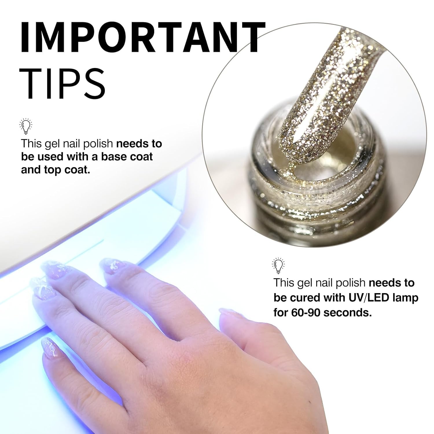 CANNI Champagne Gold Glitter Gel Polish – 9ML Sparkly Soak-Off UV/LED Gel Nail Polish, Shiny Metallic Finish for French Manicure, DIY or Salon Use-Velvo Beauty