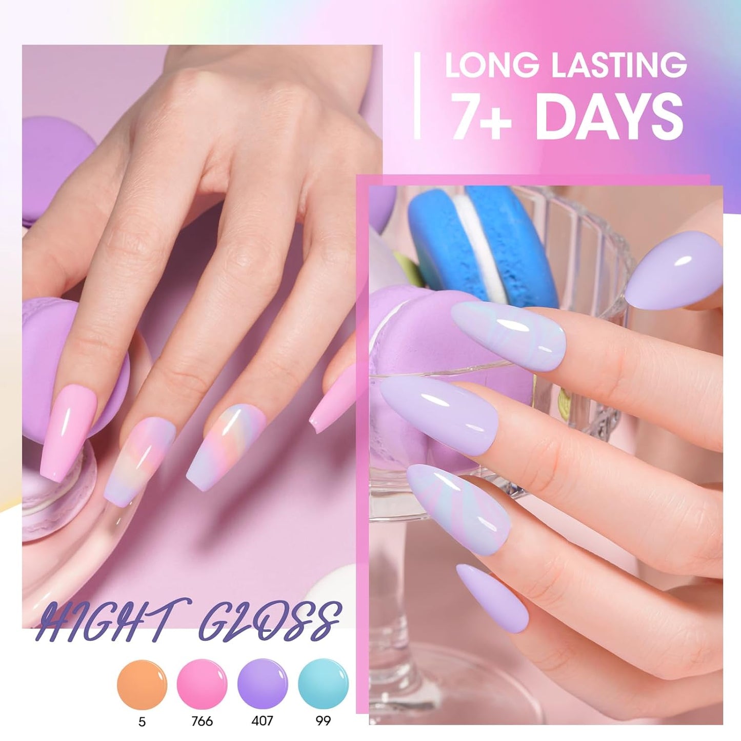 Gellen Pastel Regular Nail Polish Non Gel, Fast Air Drying Spring Summer Nail Polish No UV Light Needed Macaron 6 Colors Nude Pink Purple Blue Green Yellow Set for Women Manicure Home Salon, Hema Free-Velvo Beauty